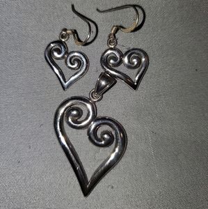925 Heart Pendant with Earings